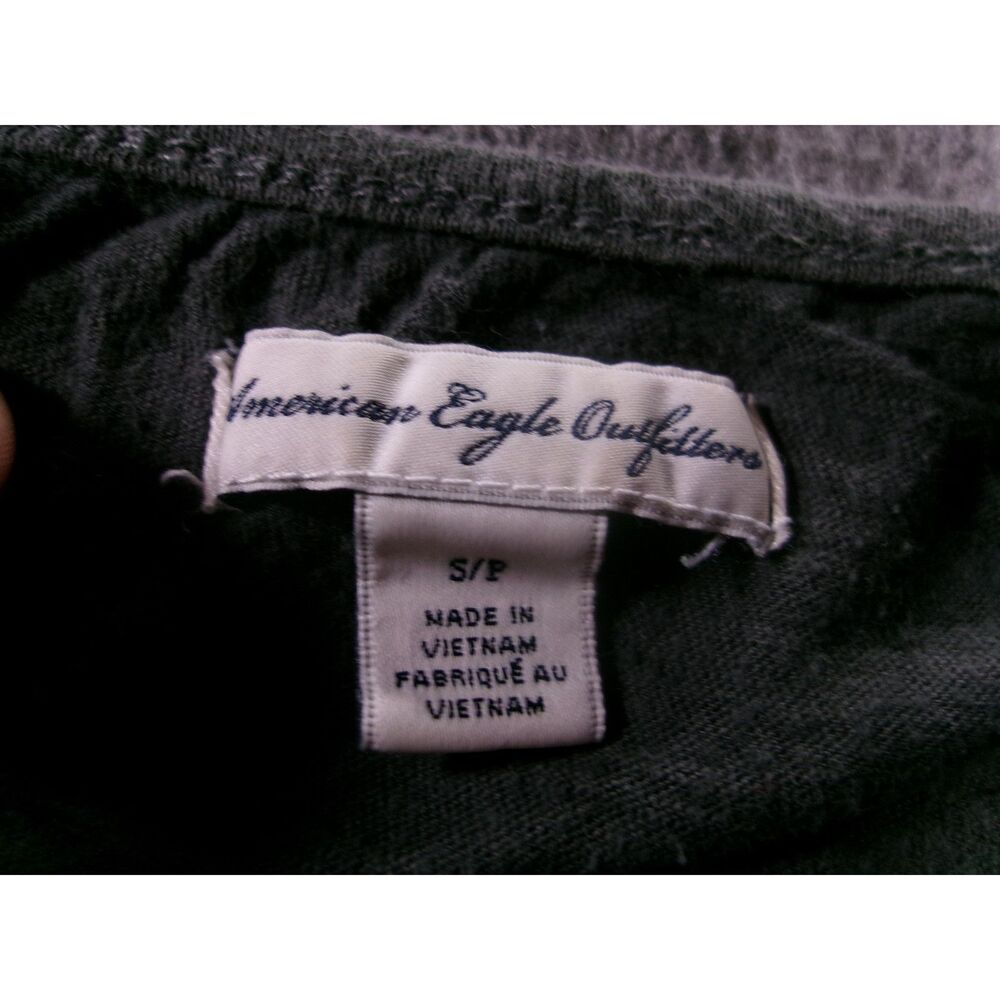 American Eagle Top Women Small Dark Grey Casual Embroidered Relaxed Boho - Picture 6 of 9